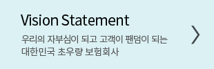 Vision Statement 우리의 자부심이 되고 고객이 팬덤이 되는 대한민국 초우량 보험회사